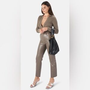 Nanushka Vinni Vegan Leather Pants in Clay